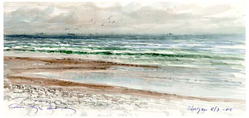 Skiss från Grenen, Skagen 8 juli 2000
